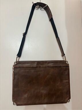 Concrete Men Hand Crafted Brown Leather Slim Computer Bag